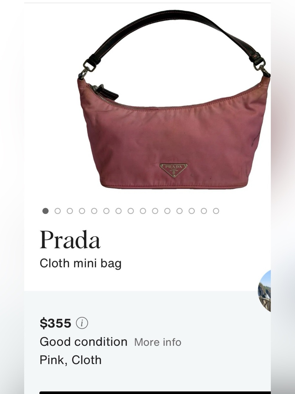Prada Coral Pink Nylon Shoulder Bag with Leather Handle - Picture 9 of 14
